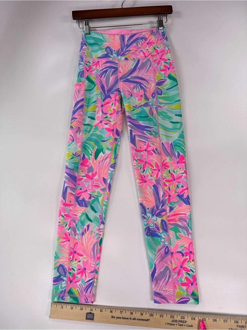 Lilly Pulitzer Luxletic Weekender Legging High Rise Floral Palm Multi Pink XS